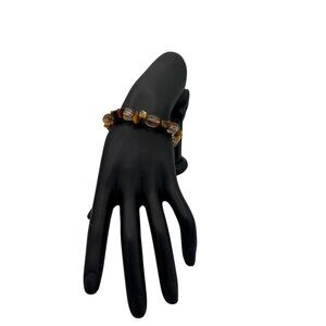 Vintage Brown & Amber Beaded Stretch Bracelet